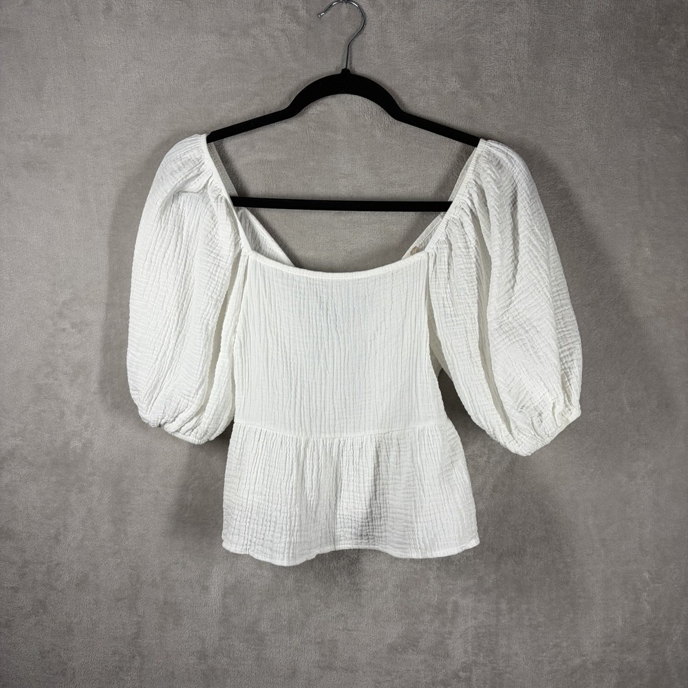 Altar'd State Gauze Peplum Top White Size M Romantic Cottage Soft Girl Coquette